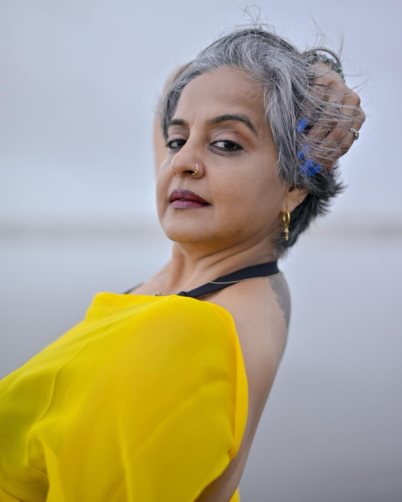 Lata Deshmukh in a yellow drape